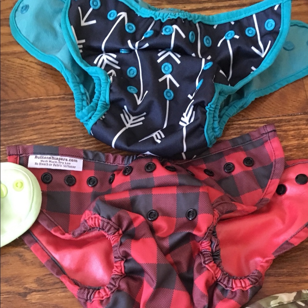 Buttons and Best Bottom all-in-two cloth diapers.